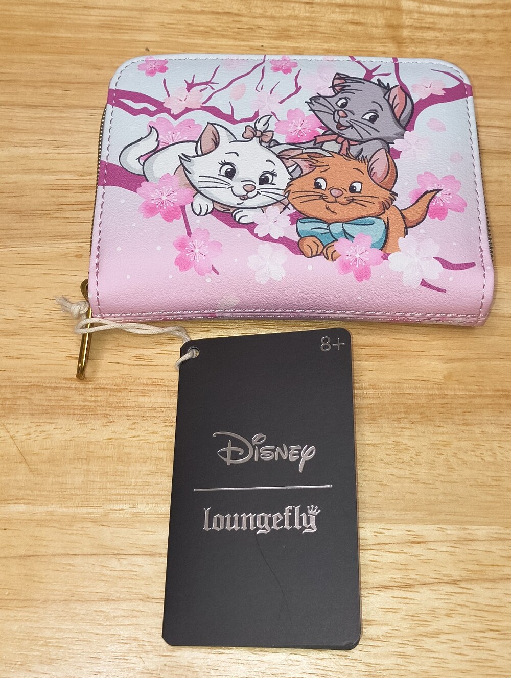 NWT Loungefly Disney The Aristocats Kittens Cherry Blossom Mini Zipper Wallet